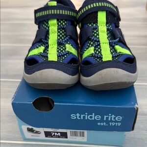 Stride Rite Navy and Lime Green Kids Sandals